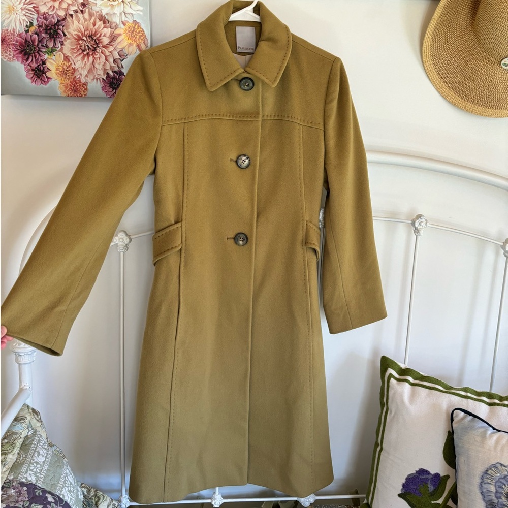 Chartreuse Fleurette Long Wool coat size 4